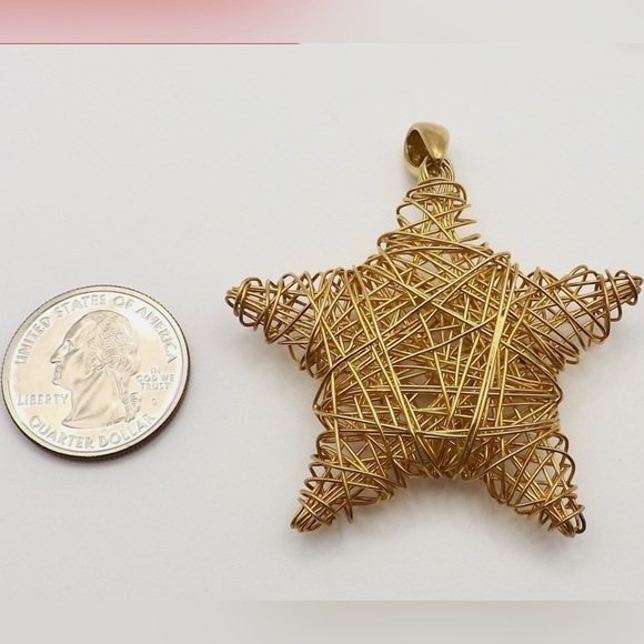 Veronese Italy Gold Over Sterling Silver Wire Wrap Star Charm Pendant - Picture 3 of 3